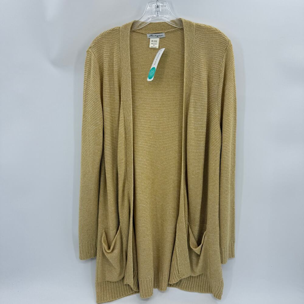 New COTTON EMPORIUM Lightweight Knit Open Cardigan Size XL Tan Stitch Fix Long